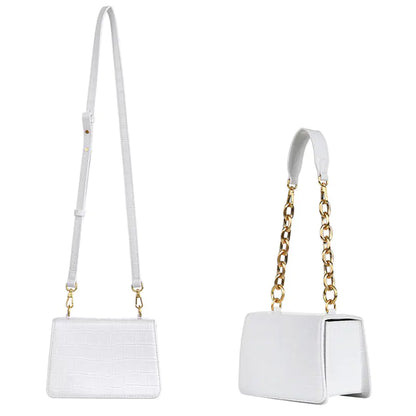 Bolso tote con cadena y estampado otoñal - Bolso de hombro cuadrado vintage