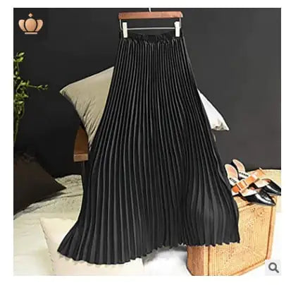 Falda de gasa de color liso con cintura alta y longitud hasta la mitad