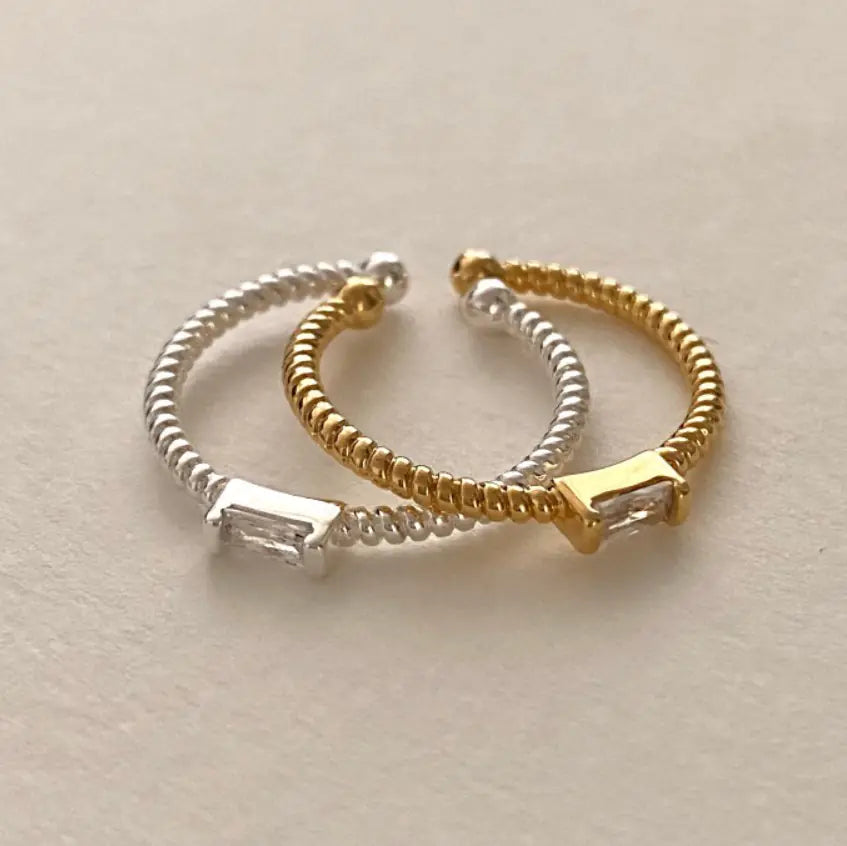 Anillo vintage de plata de ley 925 con circonita y diamantes