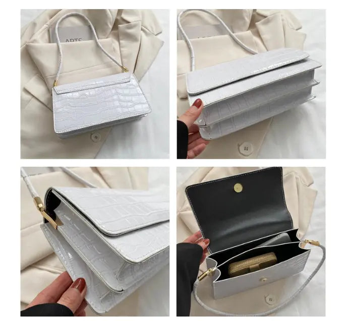 Bolso tote con cadena y estampado otoñal - Bolso de hombro cuadrado vintage