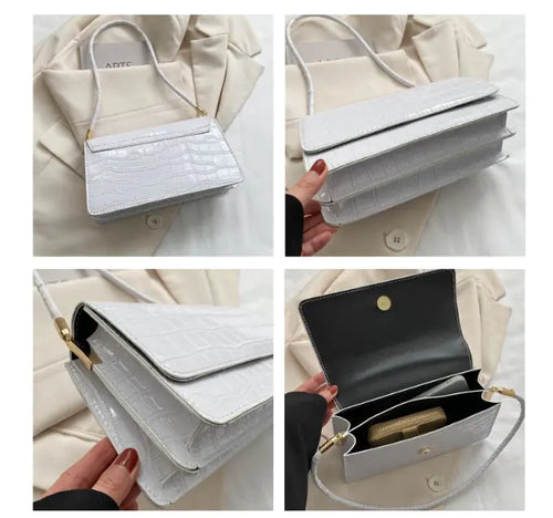 Bolso tote con cadena y estampado otoñal - Bolso de hombro cuadrado vintage