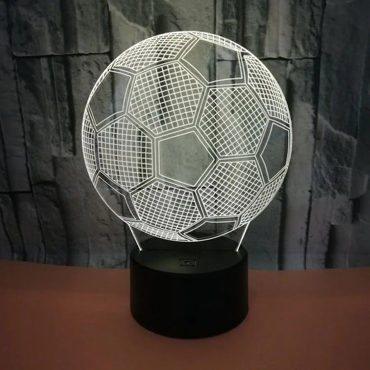 Lámpara de mesa con luz nocturna de fútbol colorida y creativa en 3D