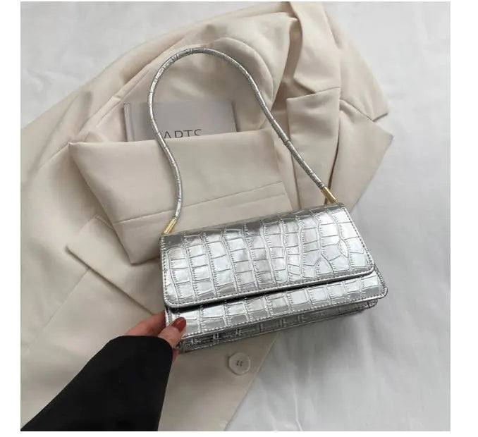 Bolso tote con cadena y estampado otoñal - Bolso de hombro cuadrado vintage