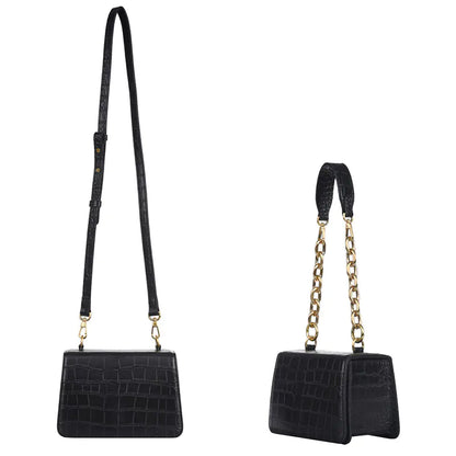 Bolso tote con cadena y estampado otoñal - Bolso de hombro cuadrado vintage